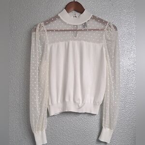 Forever 21 Knit Blouse With Swiss Dots